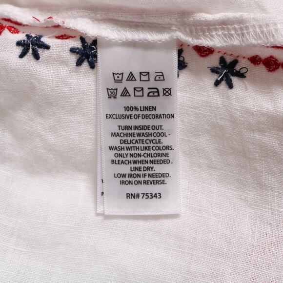 Cynthia Rowley 100% Linen Patriotic Embroidered Shorts White Red Blue Size S - Picture 9 of 12